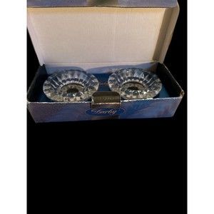VINTAGE Darby 2 Piece Crystal Candleholder Set LOVELY 2 Taper Candle Holders